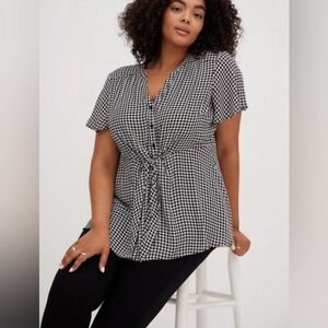 Torrid Georgette Tie-Front Flutter Sleeve Blouse